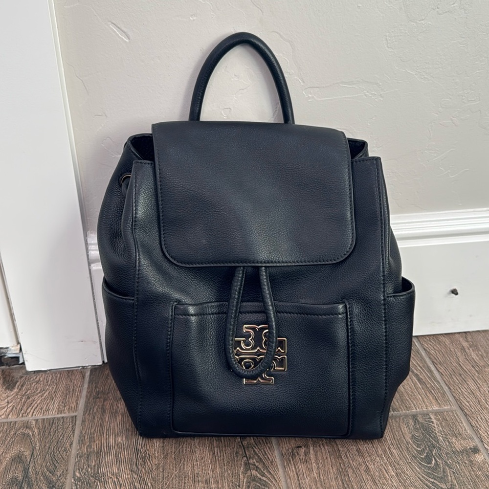 Tory Burch Britten Black Leather Backpack